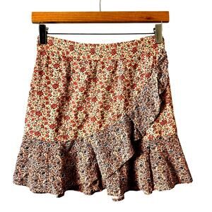 Sim & Sam Floral Ruffle Mini Skirt Womens Small Boho Summer Festival Cottagecore